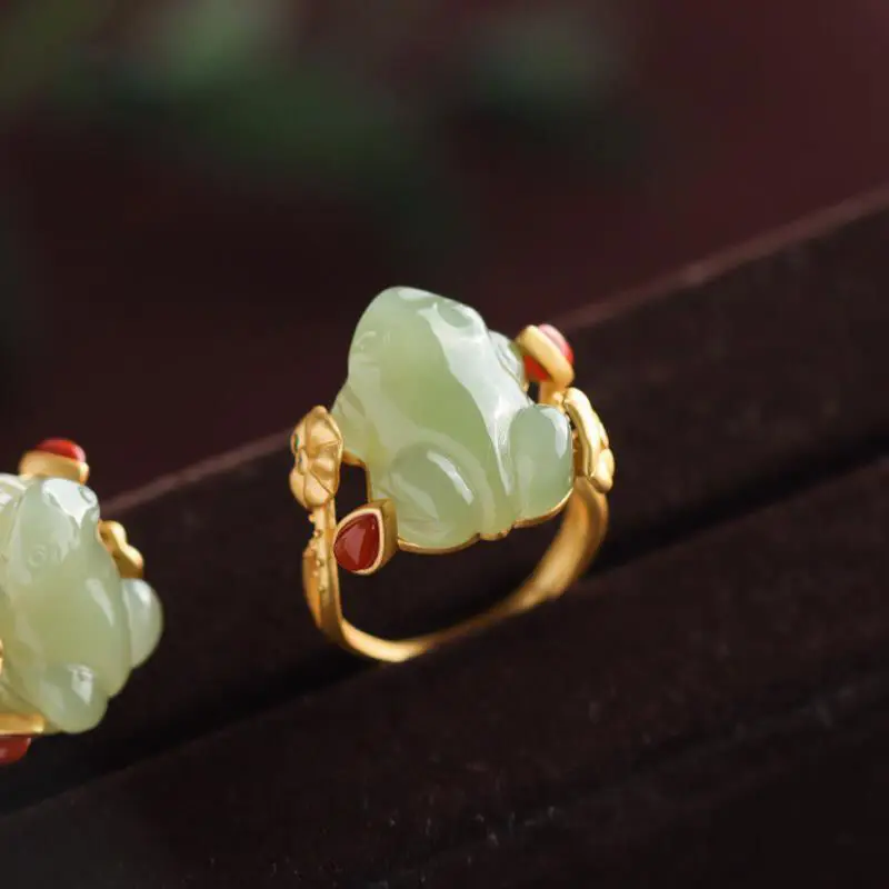 Women'S Accessories Rings - Groene Jade Kikker Ringen Charms Natuurlijke
