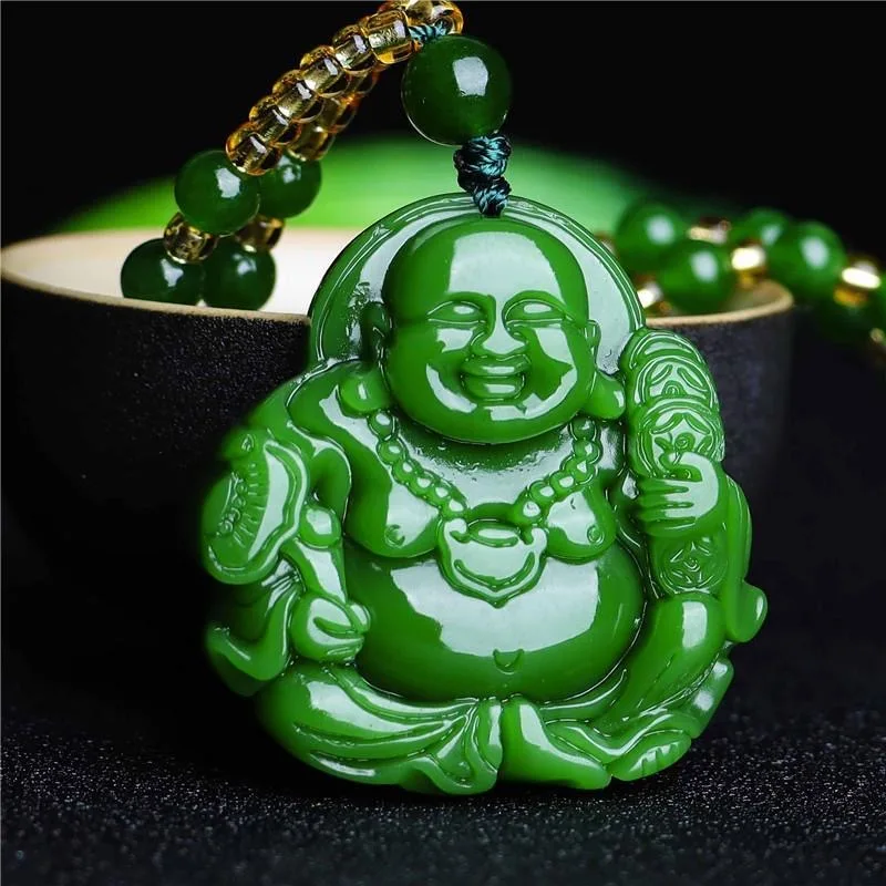 Women Accessories Gift - Chinese Groene Jade Maitreya Boeddha Hanger