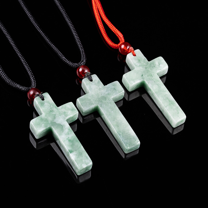 Women Accessories Gift - Myanmar Jadeïet Kruis Hanger Ketting Birmese