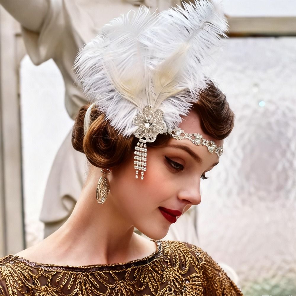 Women Accessories Online - Vintage Feather hoofdband pailletten kristal cosplay