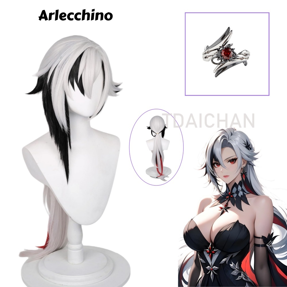 Women'S Accessories Rings - Genshin Impact Arlecchino Cosplay Pruik Lang