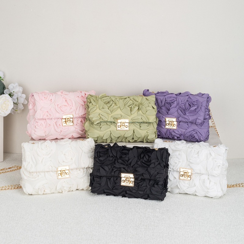 Women'S Accessories Purse - 3D Rose Floral Satijnen Avondtasje met