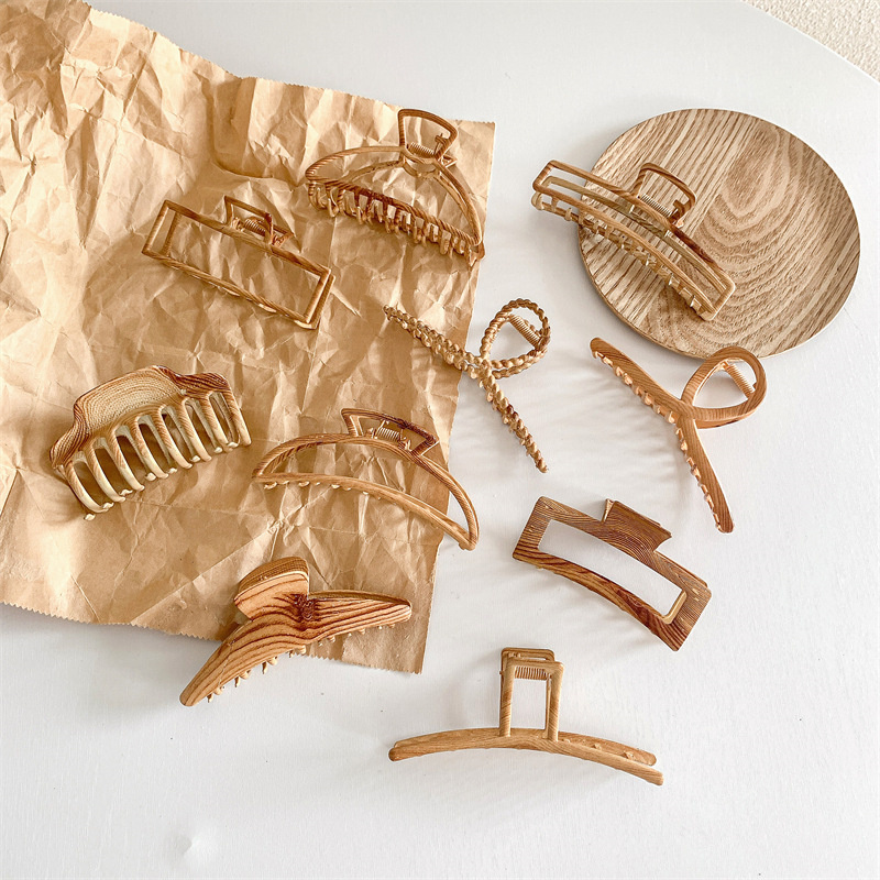 Hair Claw Clip Set - Vintage meerdere houtnerf haarklauwen voor vrouwen