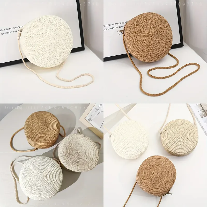 Women'S Accessories Purse - Ronde geweven rotan crossbodytas voor dames,