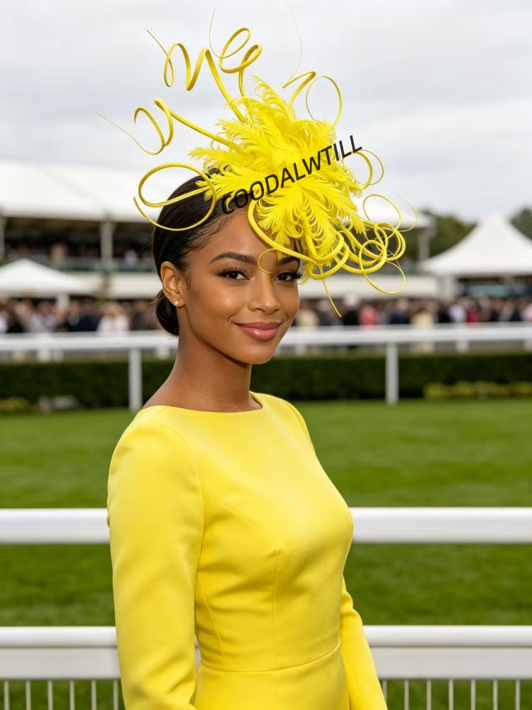 Gele veren fascinator hoofdban - Women'S Yellow Accessories recensie en prijs